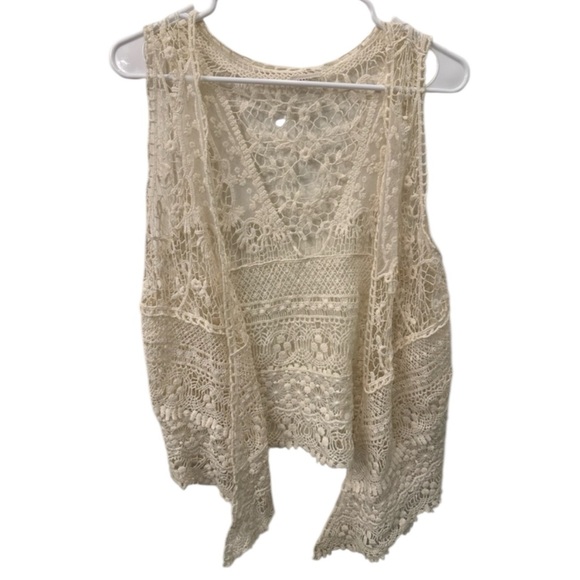 Mossimo Sweaters - Mossimo Vintage Boho Crochet Vest Open Style XS/S Lace Cottagecore Prairiecore
